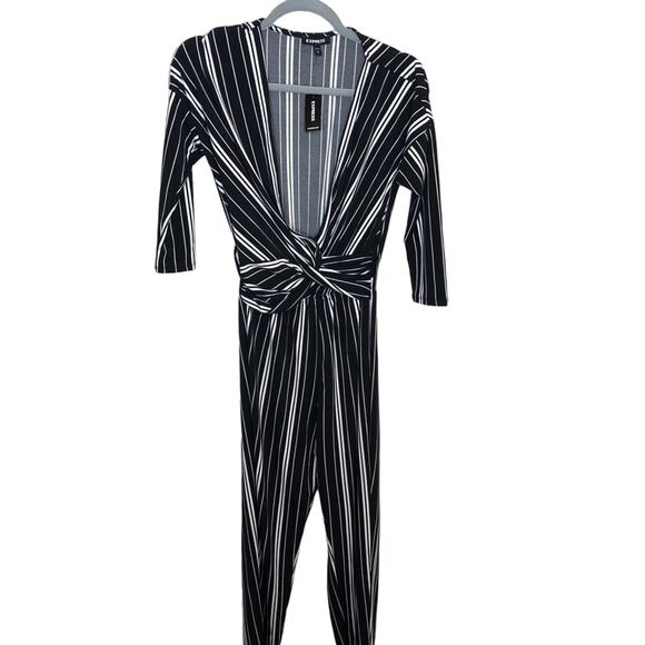NEW Express Surplice black & white jumpsuit size medium - Picture 2 of 6